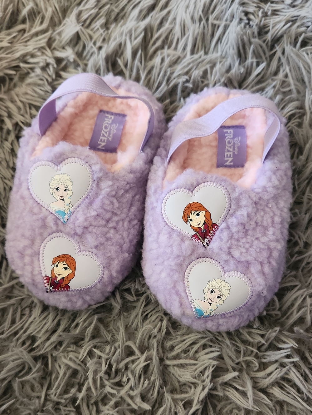 Disney Frozen Girls' Lavender Plush Slippers Toddler Size 7/8